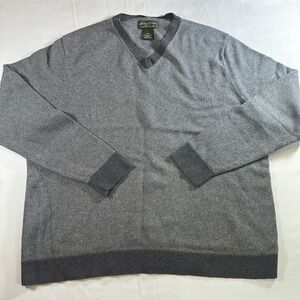 Eddie Bauer Cashmere Blend Long Sleeve V-neck Sweater Men's XL Knit Academia Eco